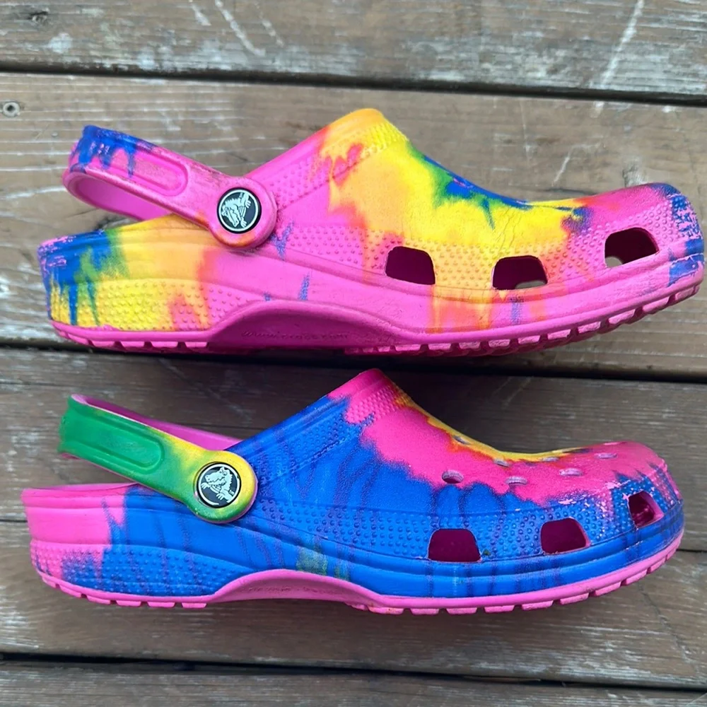 CROCS Pink and Yellow Sandals Playful and Stylish - Picture 3 of 6